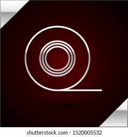 Silver line Scotch icon isolated on dark red background. Roll of adhesive tape for work and repair. Sticky packing tape. Office tool and stuff.  Vector Illustration
