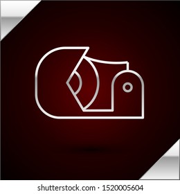 Silver line Scotch icon isolated on dark red background. Roll of adhesive tape for work and repair. Sticky packing tape. Office tool and stuff.  Vector Illustration