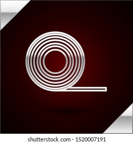 Silver line Scotch icon isolated on dark red background. Roll of adhesive tape for work and repair. Sticky packing tape. Office tool and stuff.  Vector Illustration