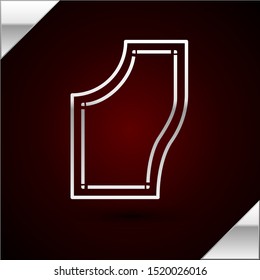 Silver line Sewing Pattern icon isolated on dark red background. Markings for sewing.  Vector Illustration