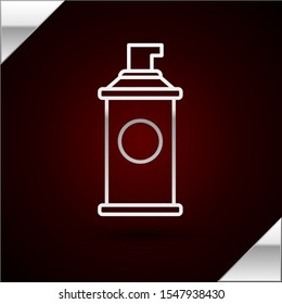 Silver line Shaving gel foam icon isolated on dark red background. Shaving cream.  Vector Illustration
