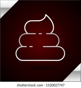 Silver line Shit icon isolated on dark red background.  Vector Illustration