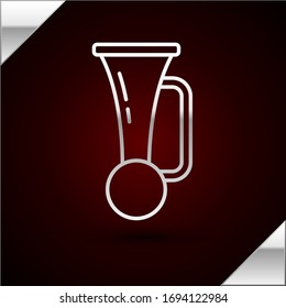 Silver line Signal horn on vehicle icon isolated on dark red background.  Vector Illustration