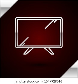 Silver line Smart Tv icon isolated on dark red background. Television sign.  Vector Illustration