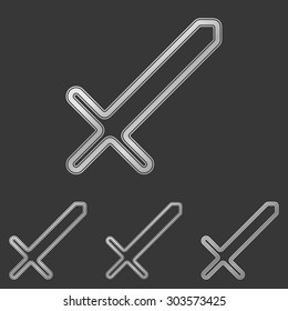 Silver line sword logo design set