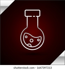 Silver Line Test Tube and Flask Chemical Labortests Symbol einzeln auf dunkelrotem Hintergrund. Laborglaszeugschild. Vektorillustration-Illustration