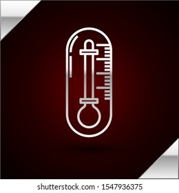 Silver line Thermometer icon isolated on dark red background.  Vector Illustration