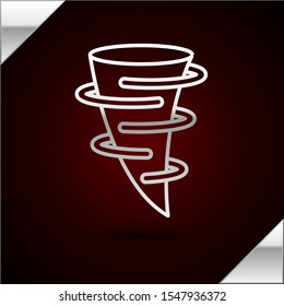 Silver line Tornado icon isolated on dark red background.  Vector Illustration