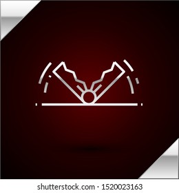 Silver line Trap hunting icon isolated on dark red background.  Vector Illustration