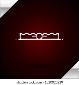 Silver line Trap hunting icon isolated on dark red background.  Vector Illustration