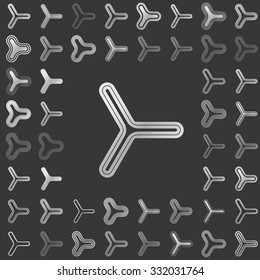 Silver line triangle icon design set