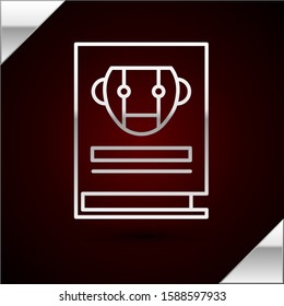 Silver line User manual icon isolated on dark red background. User guide book. Instruction sign. Read before use.  Vector Illustration