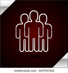 Silver line Users group icon isolated on dark red background. Group of people icon. Business avatar symbol users profile icon.  Vector Illustration