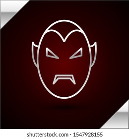 Silver line Vampire icon isolated on dark red background. Happy Halloween party.  Vector Illustration