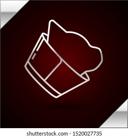 Silver line Veterinary clinic symbol icon isolated on dark red background. Cat veterinary care. Pet First Aid sign.  Vector Illustration