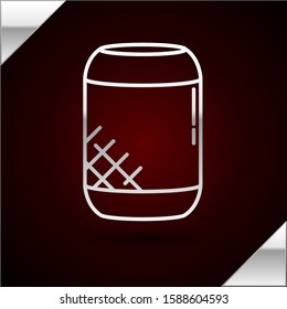Silver line Voice assistant icon isolated on dark red background. Voice control user interface smart speaker.  Vector Illustration