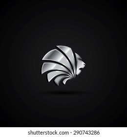 Silver lion sign - vector illustration
