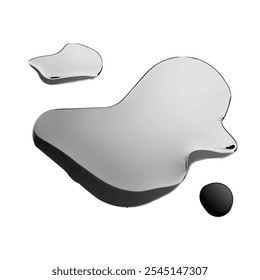 Gotas grandes del cromo del metal líquido de plata, estilo realista