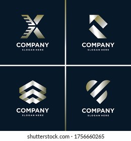 Logotipo plateado, carta, construcción, negocios, financiamiento Vector Premium