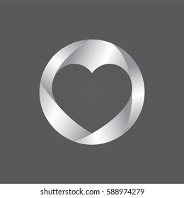 Silver logo heart icon. Vector illustration.