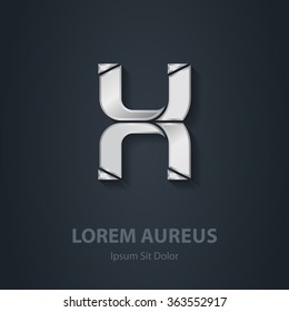 Silver logo Letter X. Vector elegant font. Template for company logo. Metallic Design element or icon.