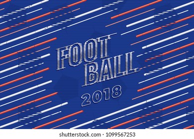 Silver Logo Lettering Football 2018 Goal Net Design in Ball Shape Blank Space Created by Repeating Lines - Silver Red and White on Blue Soccer Ball Texture Background - Vector Gradient Graphic Style