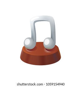 Silver long music note icon vector. Music Award. Silver music note trophy