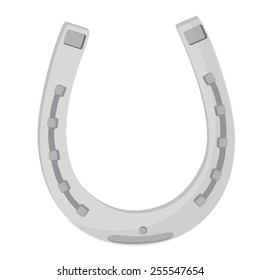 Silver lucky  horse shoe vector icon isolated