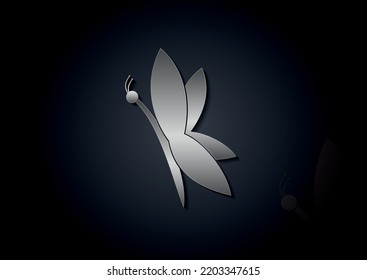 Silver luxury butterfly vector illustration