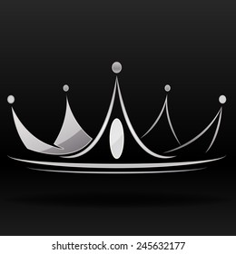 silver luxury crown for logo and graphic designer on black background