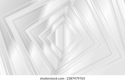 Silver luxury elegant abstract background with geometric lines rhombus shape and gradient frame elements. Vector illustration