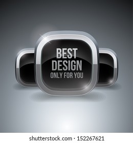 Silver luxury label on dark background(vector stickers)