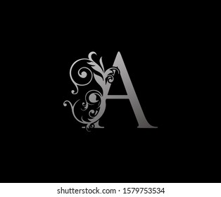Silver A Luxury Logo Icon, Classy Letter Logo Design.