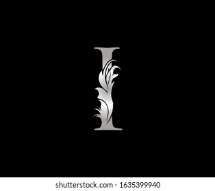 Silver I Luxury Logo Icon, Floral I Letter Logo Design.