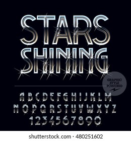 Conjunto de letras, símbolos y números reflectantes de lujo plateado