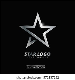 Silver Luxury Star Logo Vector for Rising Star, Leader Club, Fashion, Event and Technology Company logo