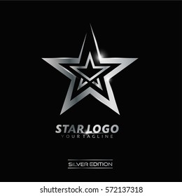 Silver Luxury Star Logo Vector for Leader Club, Fashion, Event and Technology Company logo