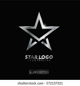 Silver Luxury Star Logo Vector for Leader Club, Fashion, Event and Technology Company logo