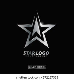 Silver Luxury Star Logo Vector for Rising Star, Leader Club, Fashion, Event and Technology Company logo