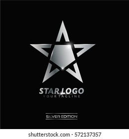 Silver Luxury Star Logo Vector for Rising Star, Leader Club, Fashion, Event and Technology Company logo