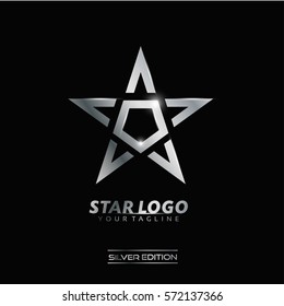 Silver Luxury Star Logo Vector for Rising Star, Leader Club, Fashion, Event and Technology Company logo