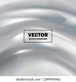 Silver luxury wave background. Liquid Metallic color square vector cover template.