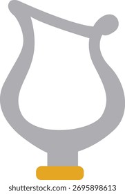Silberne Lyra mit goldener Basis, klassisches Design, ideal für mythologische Themen, antike Musik und bildungspolitische Geschichtsillustrationen.
