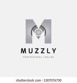 Silver M Letter Dot Logo Design