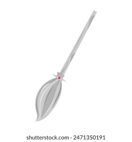 Silver magic broom isolated on white background