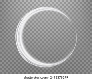 Silberner magischer Ring mit glühendem. Neon realistische Energie Flare Halo Ring. Abstrakter Lichteffekt auf einem durchsichtigen Hintergrund. Vektorillustration.