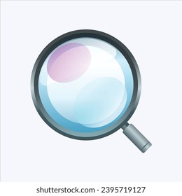 Icono del vector de vidrio de aumento plateado