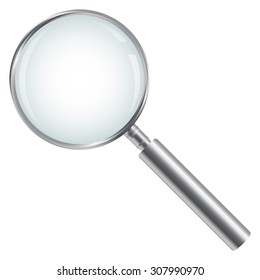 silver magnifying glass isolated