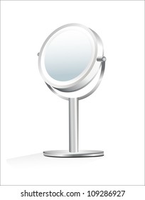 silver makeup mirror isolated on white