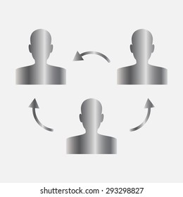 Silver Management, human resources, business persons and users. Vector icons set